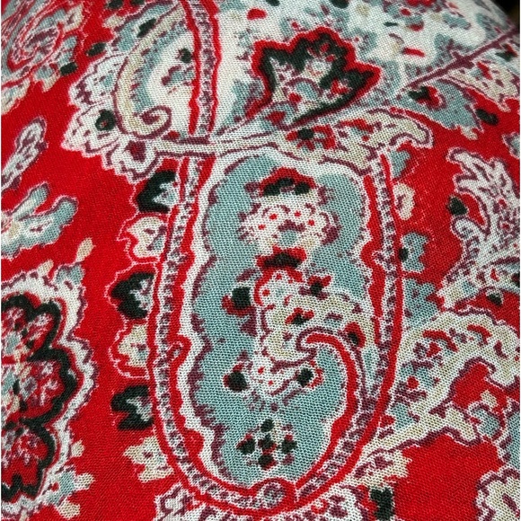 American Eagle Outfitters Red Boho High Neck Shift Dress Pockets Coastal Cowgirl - Picture 7 of 9